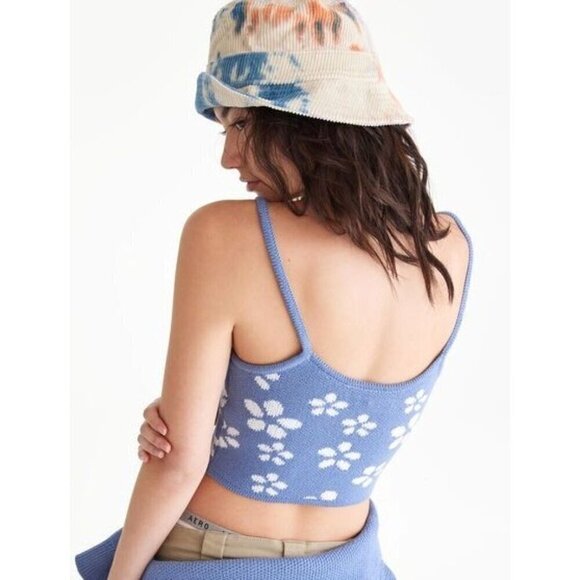 Aeropostale Daisy Cropped Top Knit Sweater Cami Womens Sz XL Purple Floral NEW - Picture 2 of 8